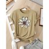 Women's European and American Summer Short-sleeve Top with Contrasting Color Floral Print, Fashionable Street Style, Versatile Casual Sports Shirt