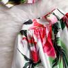 Summer Designer Rose Print Runway 2 Piece Set Women's Spaghetti Strap Vest Tops And Long Midi Skirt Holiday Beach Suit