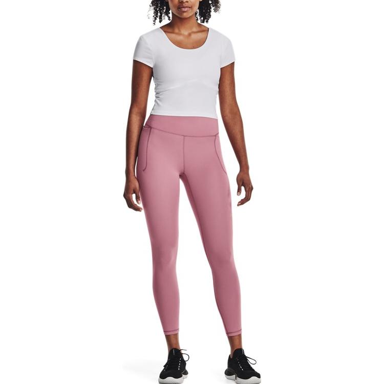 Under Armour Solid Color Ultra High Waist Training Nine-Point Sports Pants Women bottoms Pink 1382535-697