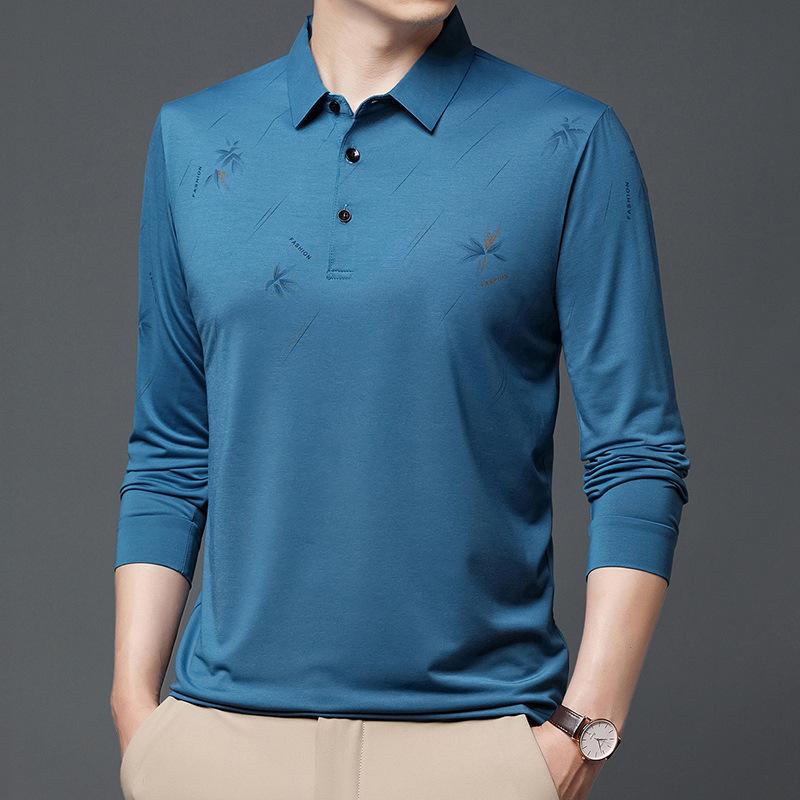 Herren T-Shirt Frühling und Herbst Neu Mittleren Alters Business Casual Langarm Revers Papa Poloshirt