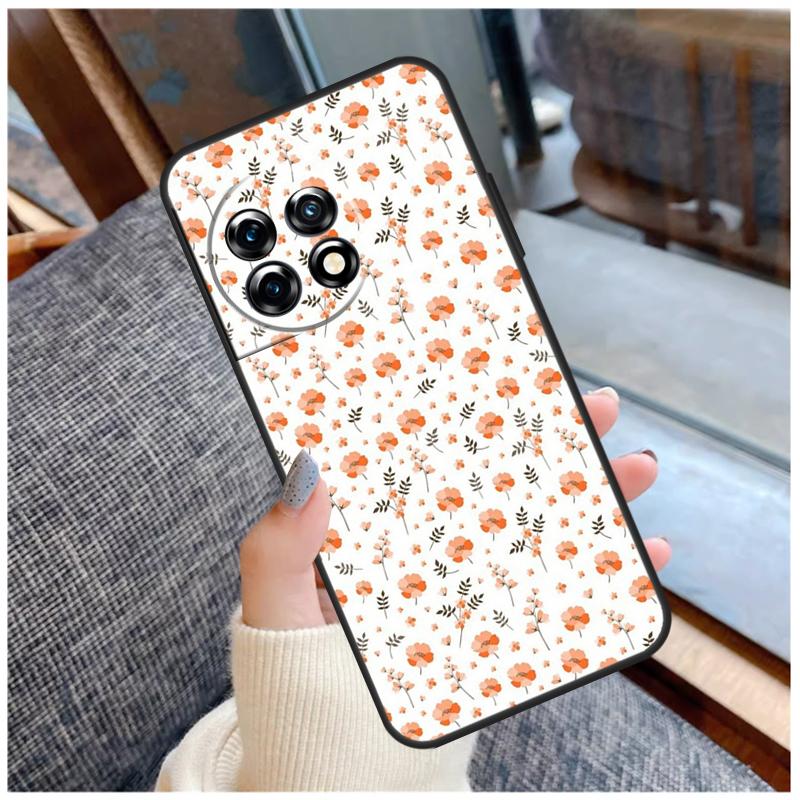 Orange Flower Pattern Case For OnePlus Nord CE 2 3 Lite 2T N10 N20 N30 Ace 8T 9RT 10T 10R 8 9 10 Pro 11 Coque