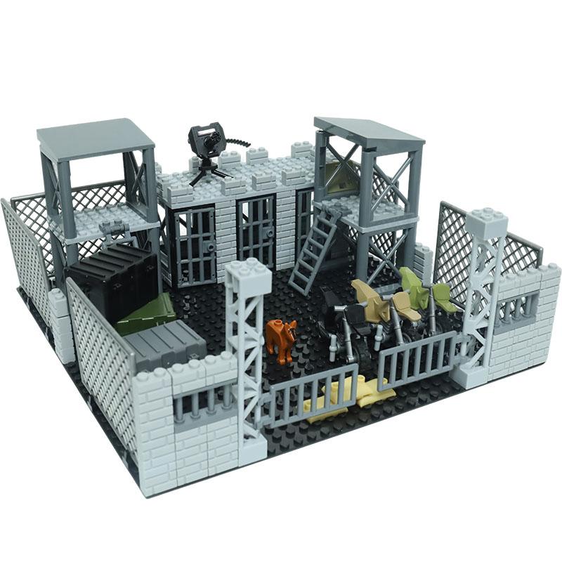 WK2 Militärbasis Moc Sentinel Turm Wachturm Gefängniskäfig Gebäude Modell Militärspielzeug Waffen Baustein DIY Junge Kind Geschenk