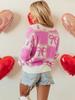 2025 Winter Women's Bow Color Block Round Neck Knitwear Sweater