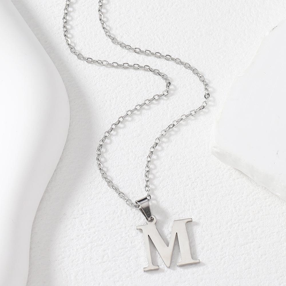 Polished Stainless Steel Alphabet Necklace - Women's Daily Wear Clavicle Chain