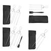 3 Prong Skewers for Grilling Reusable Stainless Steel BBQ Skewers with Push-Off Slider Easy Serving Metal Kabob Skewers Outdoor Grill Accessories