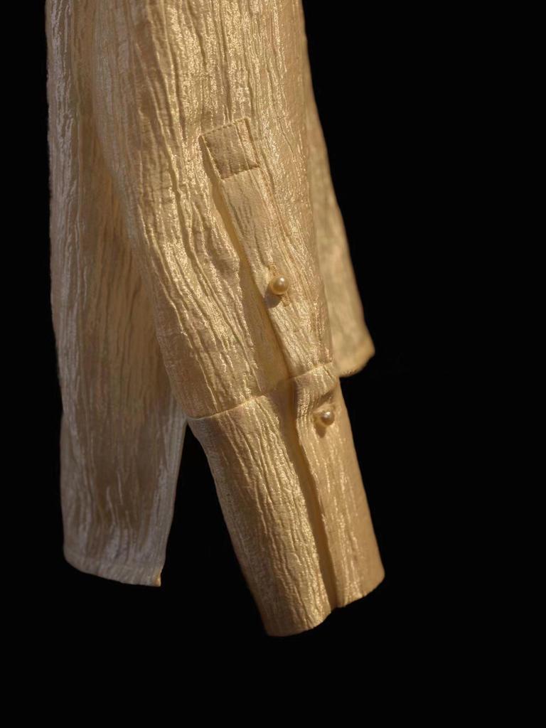 2026 Early Spring Niche Designer Flowing Gold Elegant Shirt