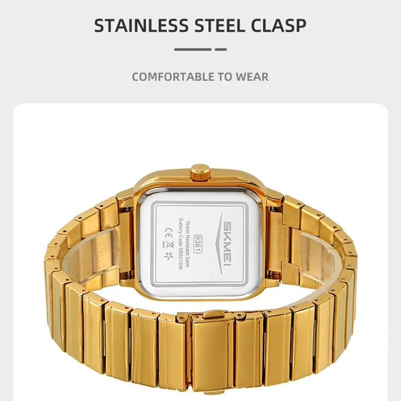 Mens Minimalist Square Analog Watch Luminous Date Waterproof Steel Strap Casual Business Quartz Wristwatch