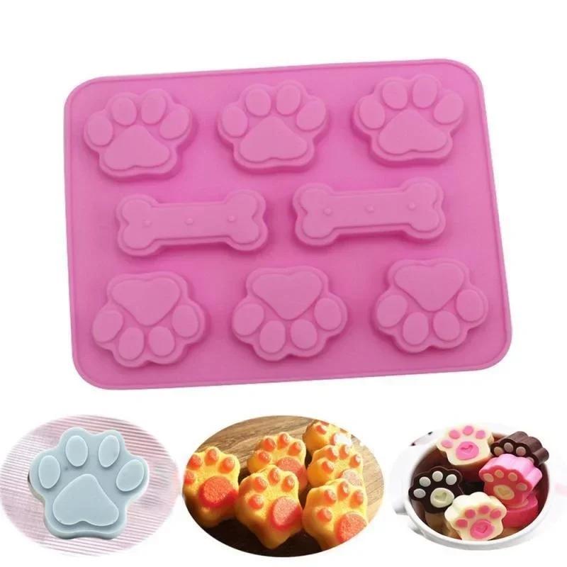 Cute Dog Creative Handmade Footprint Silicone Mold Cake Molds Bone Cookie Cutter Fondant DIY Silicone Bakeware Molds Accessories