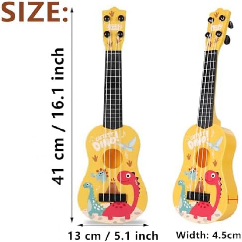Mini Gitarre, Kindergitarre, Kunststoff Spielzeug Gitarre, Ukulele Gitarre Spielzeug, Gitarre Spielzeughen, Ukulele Kinder Mit 4 Verstellbaren Seiten