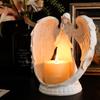 White Resin Carved Figure Candle Holder Decor  Outdoor Courtyard Corner Accent Decor