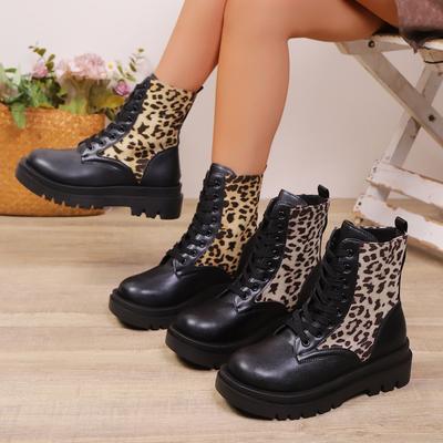 Fashion 2025 New Round Toe Women's Flat Boots Lace Up Luxury Designer Shoes Fashion Ankle Sexy Women's Fashionable and Versatile Shoes