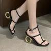 Square Toe Open Toe Alien Heel Temperament High Heels Women's Shoes Summer New High Quality Open Toe Sandals