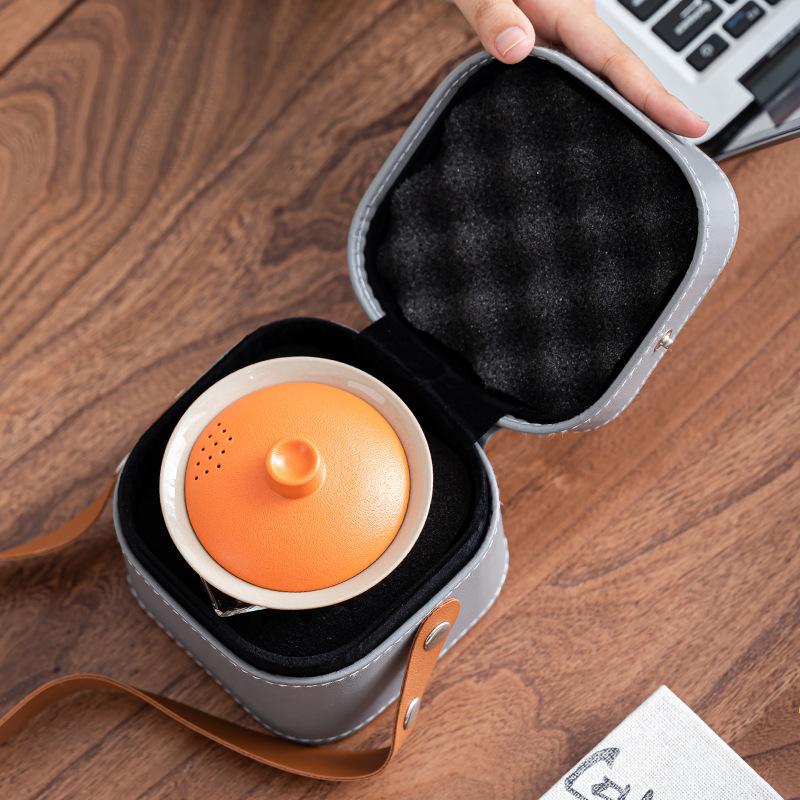 Glass travel tea set Kuaike cup small set portable outdoor kung fu tea set business gift