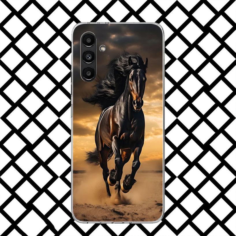 Animal Black Horse Phone Case for Samsung Galaxy A17 A37 A57 A16 A26 A36 A56 A15 A25 A35 A55 A14 A24 A34 A54 A13 A23 A33 A53 Gal