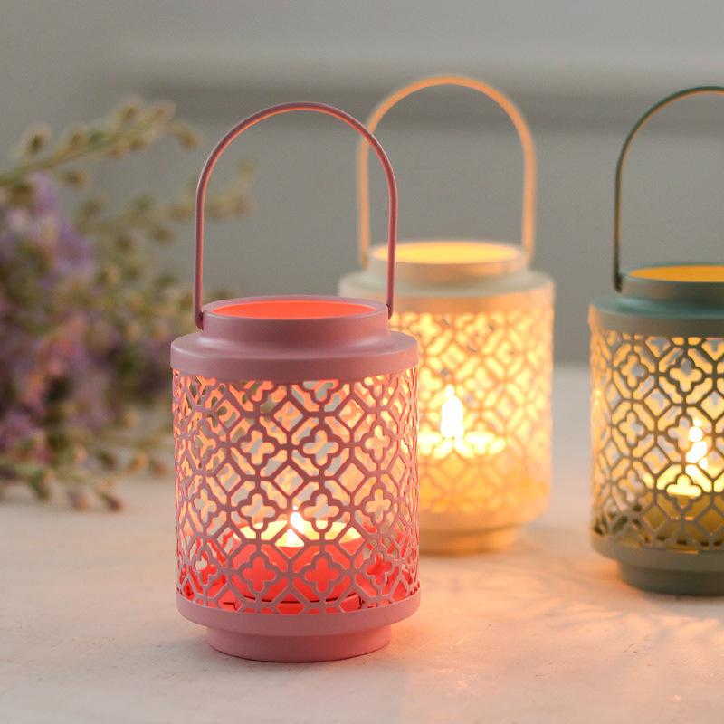 High Quality Moroccan Metal Hollow Candle Holder Lantern Hanging Candle Lantern Living Room Home Decoration Wedding Accessories