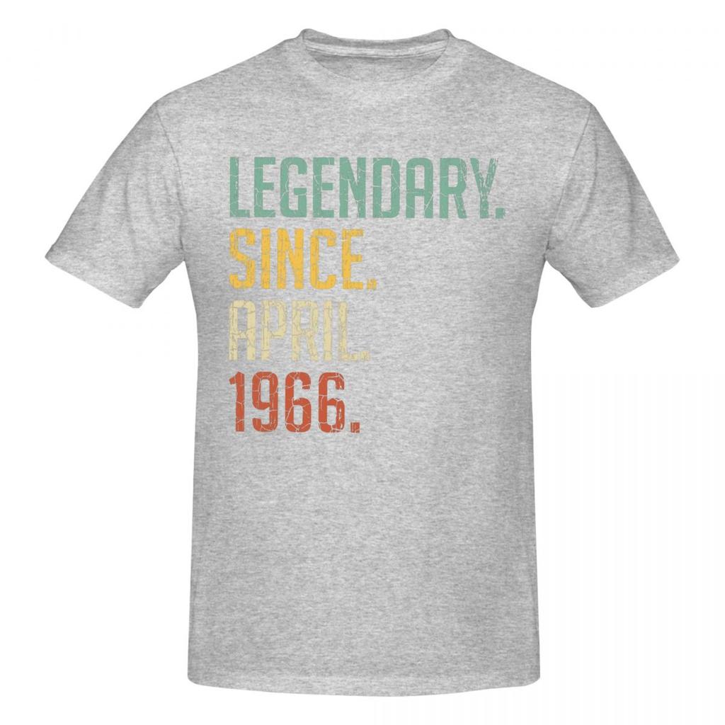 Unisex Legendary Since April 1966 55th Birthday Gift 55 Years Old T Shirt Vintage Cotton Crewneck T Shirts