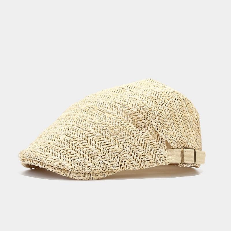Straw Boater Hat For Women Sun Protection Summer Beach Casual Adjustable Chic Style
