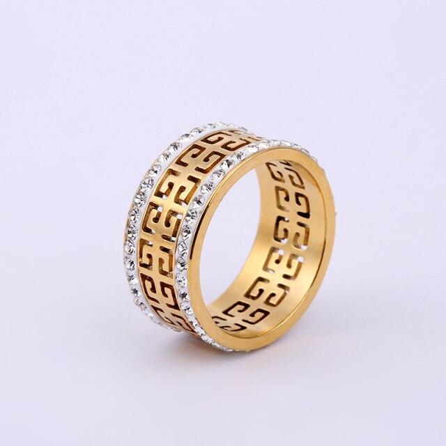 Мегин Д Нержавеющая Сталь Титан Великая Стена Резные Полые Готические Ретро Бохо Кольца Мужские Пара Для Женщин Друзей Подарок Раздача Украшения Винтажные Украшения 11 золотой