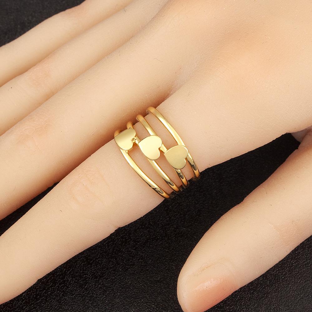 Nidin New Fashion Romantic Heart Shape Multilayer Open Rings Adjustable For Female Male Anniversary Party Finger Jewelry Gifts