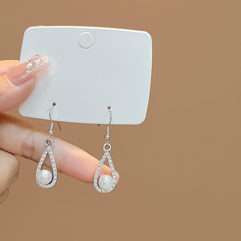 Ear Hook, Creative Pearl Rhinestone Stud Earrings, Geometric Round Star And Moon Earrings