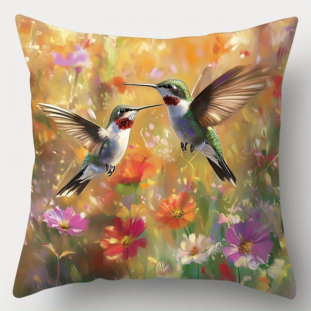 Birds And Butterflies Dancing Print Home Decor Pillowcase Bedroom Living Room Sofa Decor Polyester Cushion Cover With Zipper