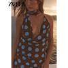 Zaprha 2025 New Sexy Seaside Holiday Style Thin Scarf Ribbon Polka Dot Hanging Neck Top Women 3756352