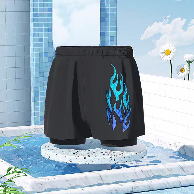 Junwen Men s Loose Double-Layer Swim Trunks
