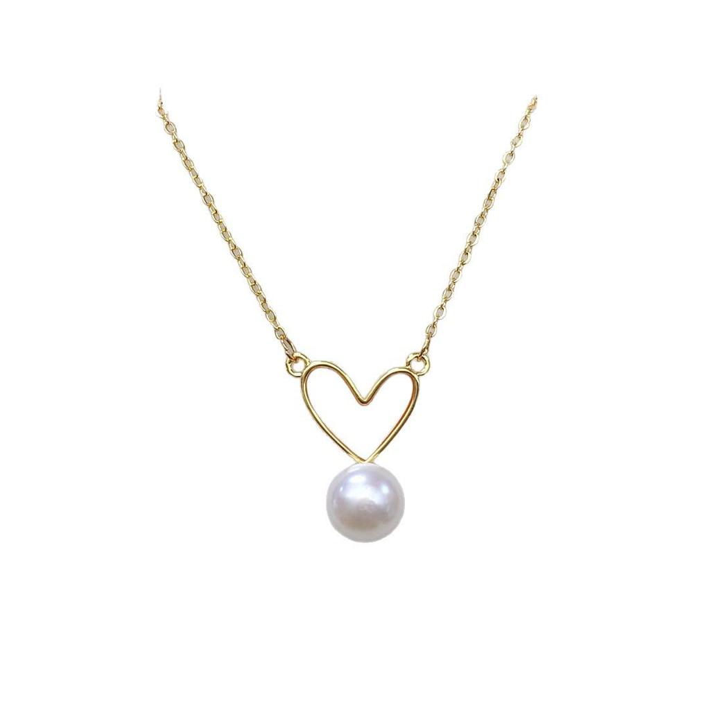 Natural Freshwater Pearl Heart Pendant Necklace - Cute Seashell Design, Perfect Gift for Women