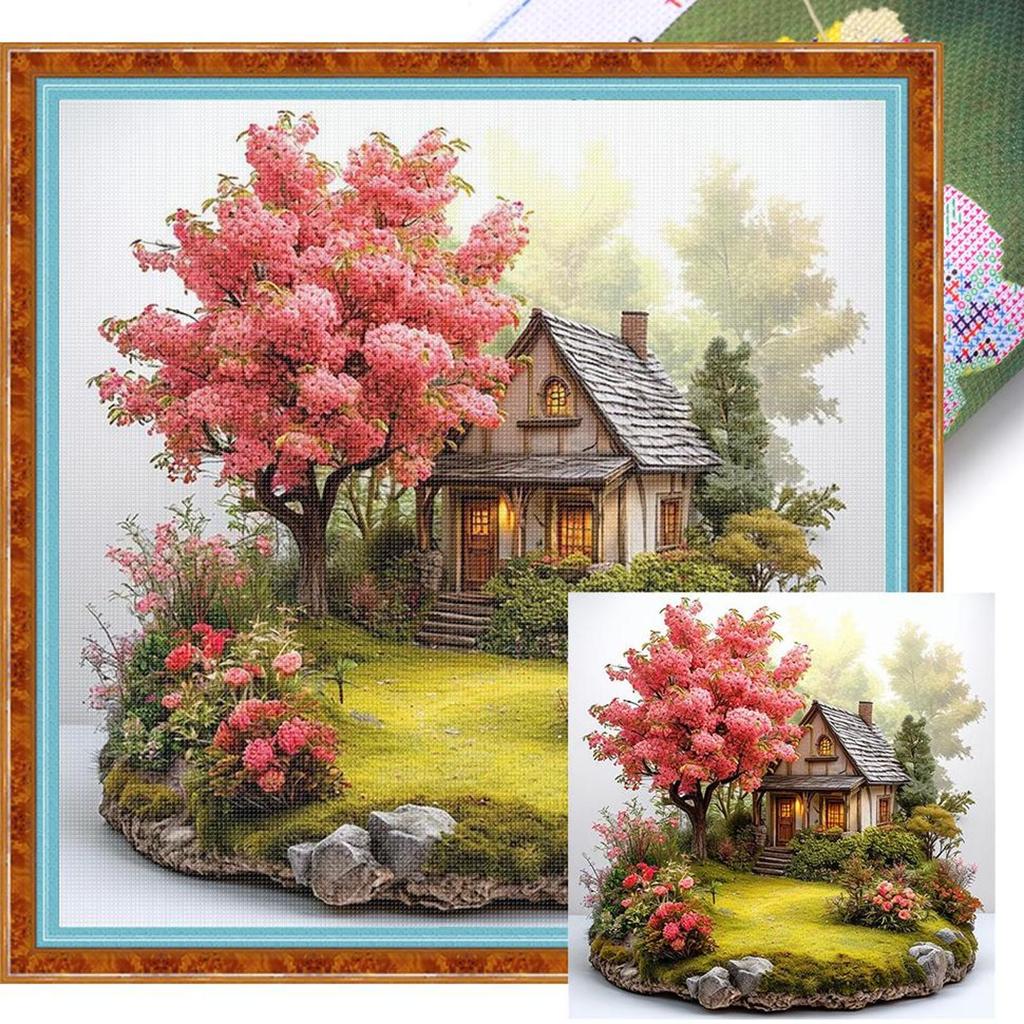 Scenery Printed Cross Stitch Kit 50x50cm DIY 11CT Embroidery Craft Set Decor