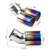 1PC Dual Outlet Exhaust Tip Chrome Stainless Steel Car Exhaust Muffler Tip Rear Tail Throat Car Accessories