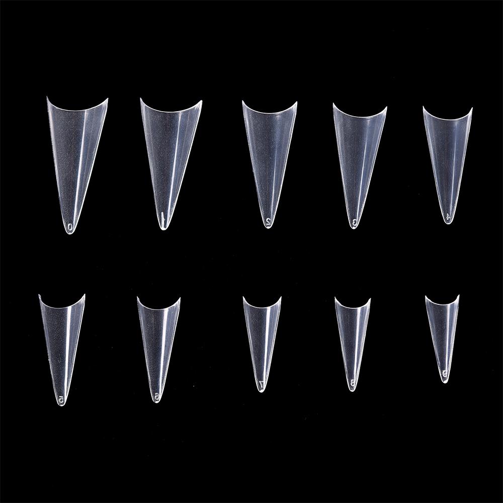 kads Špičaté poloviční krycí špičky na nehty Nail Art White Nature Clear 500ks 10 velikostí Nástroje na prodloužení manikúry na falešné nehty