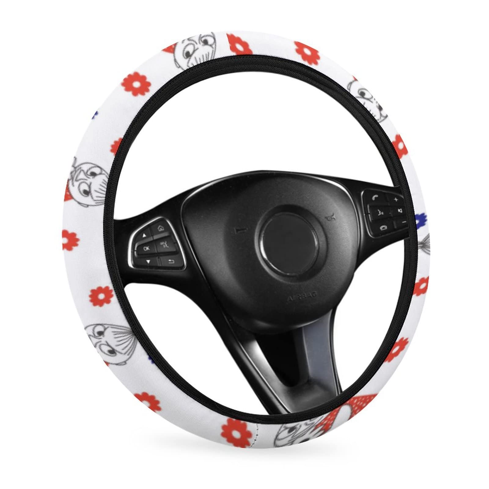 

Moomin Car Steering Wheel Cover for Kei and Standard Comfortable to the Luxury Interior Suitable for All 38cm Cars, Stylish, Non-Slip,