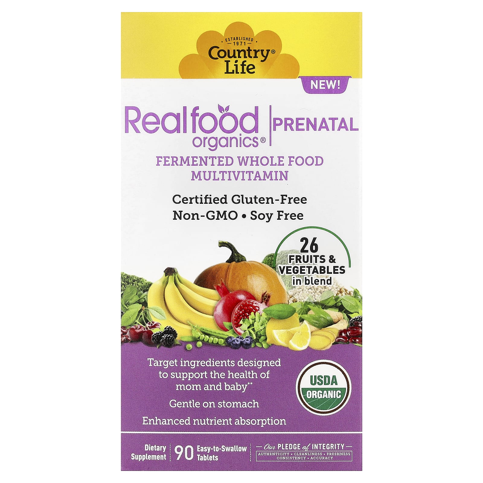 

Country Life, Realfood Organics®, Prenatal Care, 90 Easy-to-Swallow Tablets