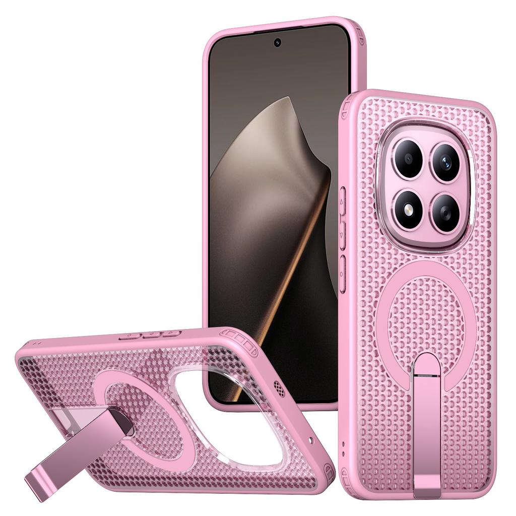 Für Xiaomi Redmi Note 15 Pro 5G (Global) Magnetische Hülle Ständer Gitterstruktur TPU PC Handy Rückabdeckung