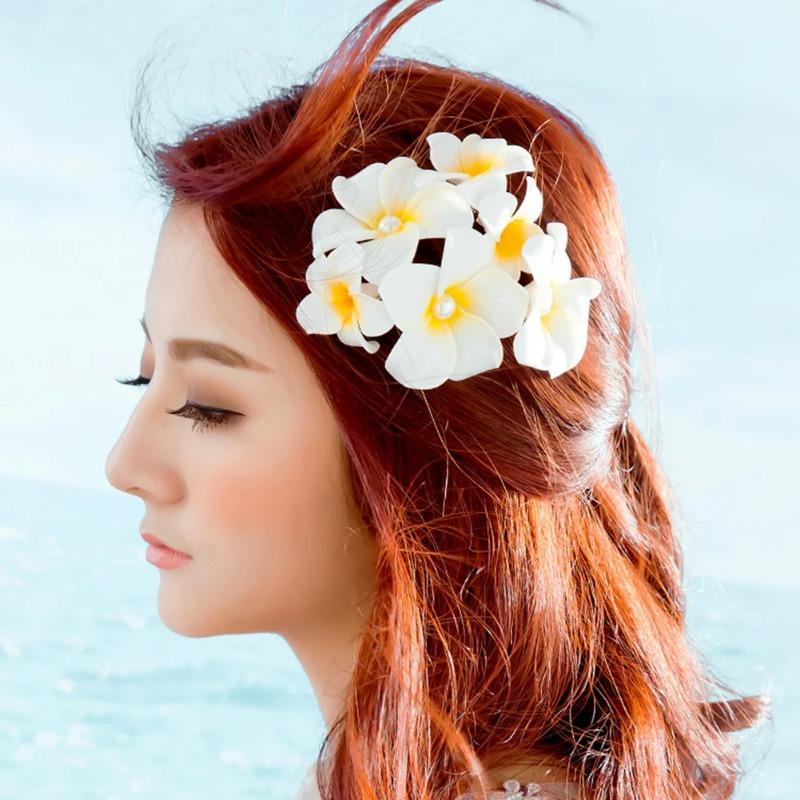 5Pcs Plumeria Flower Hair Clips for Women Girls Hairpins Egg Flower Barrette Hawaiian Wedding Party Bag Hat Accessories DropShip