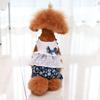 Dog Jumpsuit Round Neck Floral Printed Ruffles Hem Bowknot Romper Pet Dog Pet Supplies