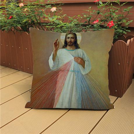 Jesus Portrait Pattern Throw Pillow Case Virgin Mary Christianity Adore Home Decoration Square Cushion Cover Sofa Pillow Cover