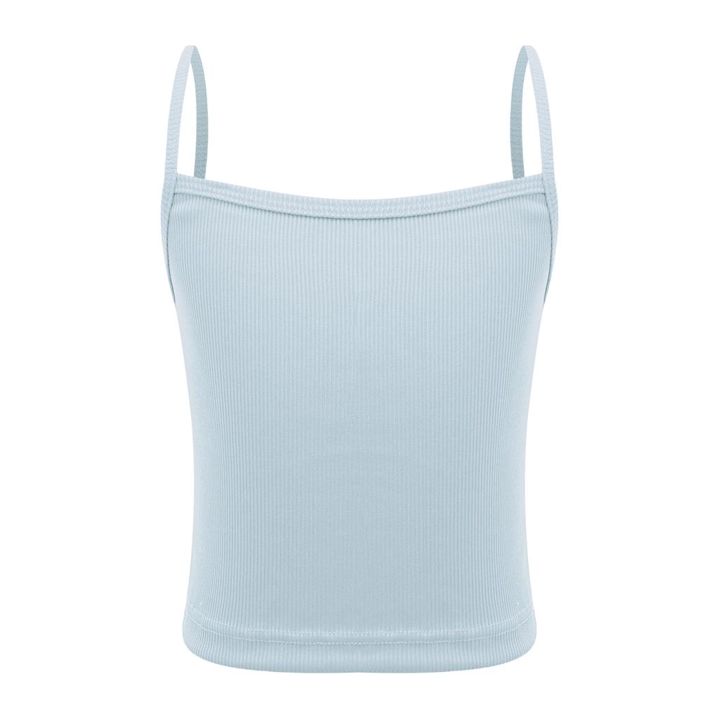Top Corto a Coste Senza Maniche per Bambine Ragazze con Spalline Sottili Maglietta Intima Monocolore per Danza Sport