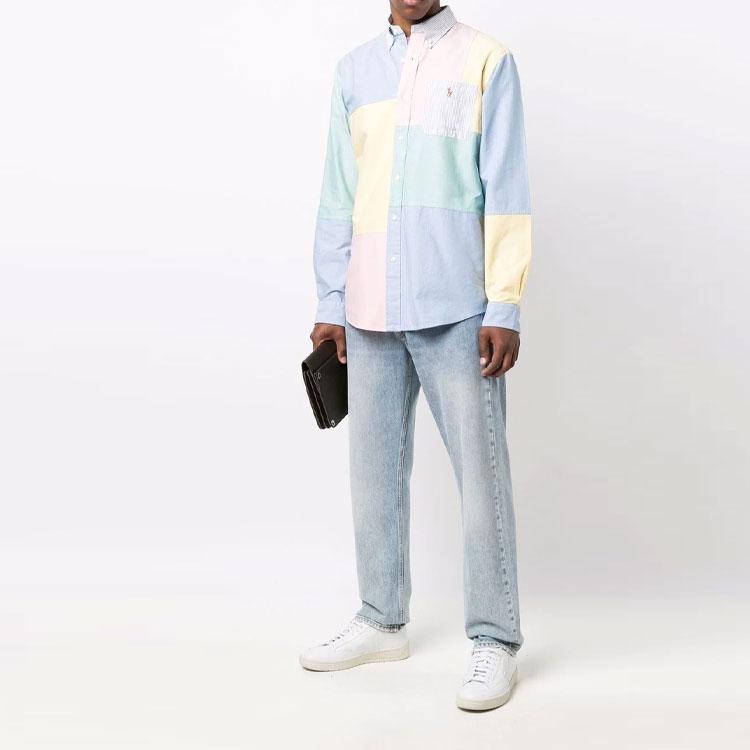 Polo Ralph Lauren Patch Design Long Sleeve Shirt Color Block Men Shirts 710853142-001