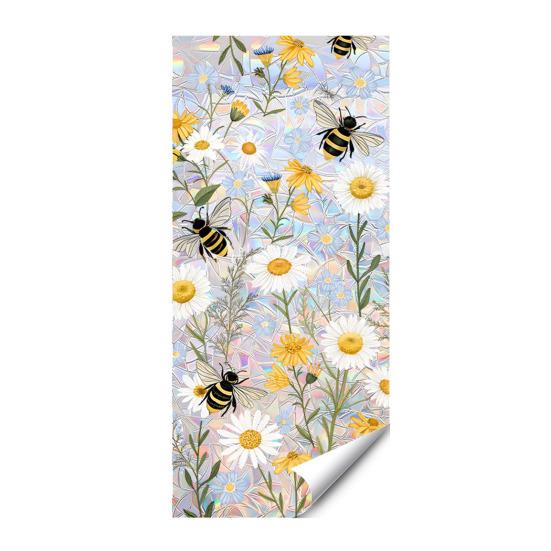 Decorative Window Decal Sun Catcher Static Film, Flower Butterfly Self-Adhesive Glass Sticker, Anti-Glare Tint Removable Privacy Cling for Home Office