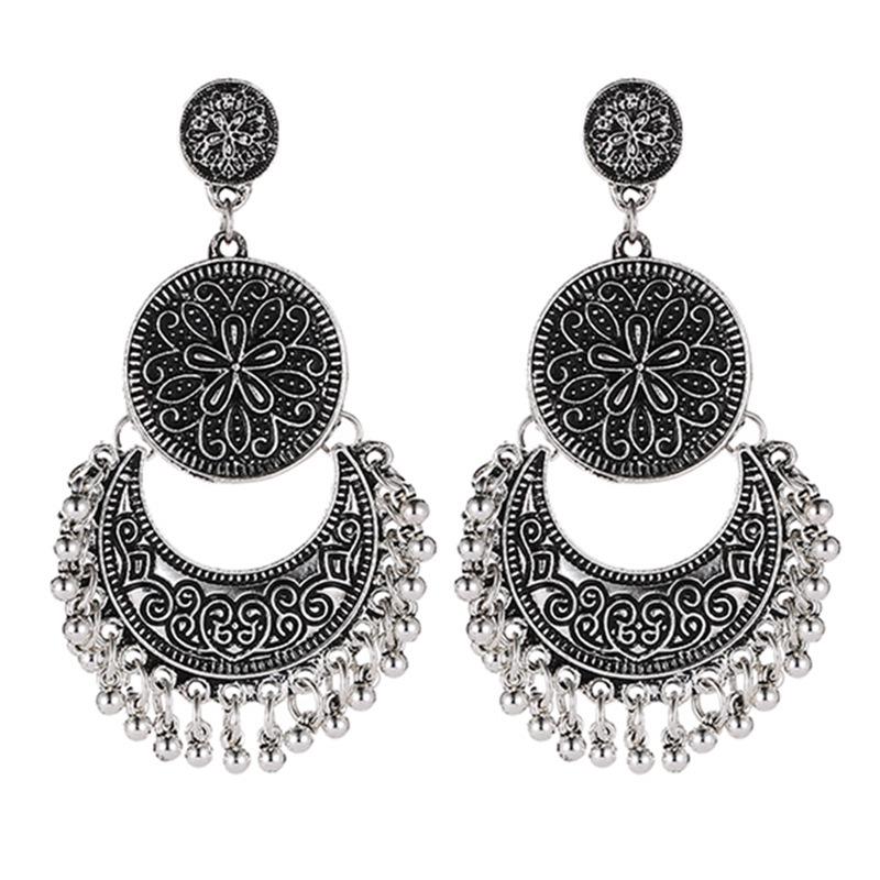 Bohemian Ethnic Carved Geometric Alloy Dangle Earrings