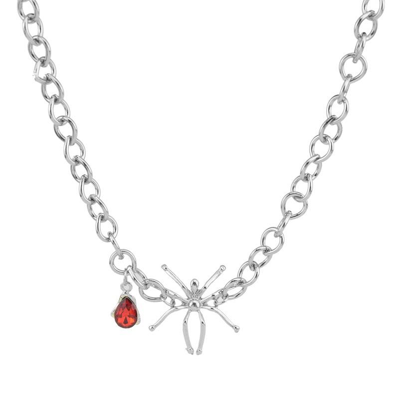 Internet celebrity Korean version design sense personality spider collarbone chain girl ins personality fashion cold wind ruby necklace