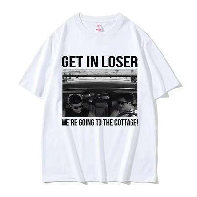 Heißes Duell Wer verliert steigt ein Wir fahren ins Ferienhaus Grafik T-Shirt Herren Vintage 100% Baumwolle Kurzarm T-Shirt Streetwear