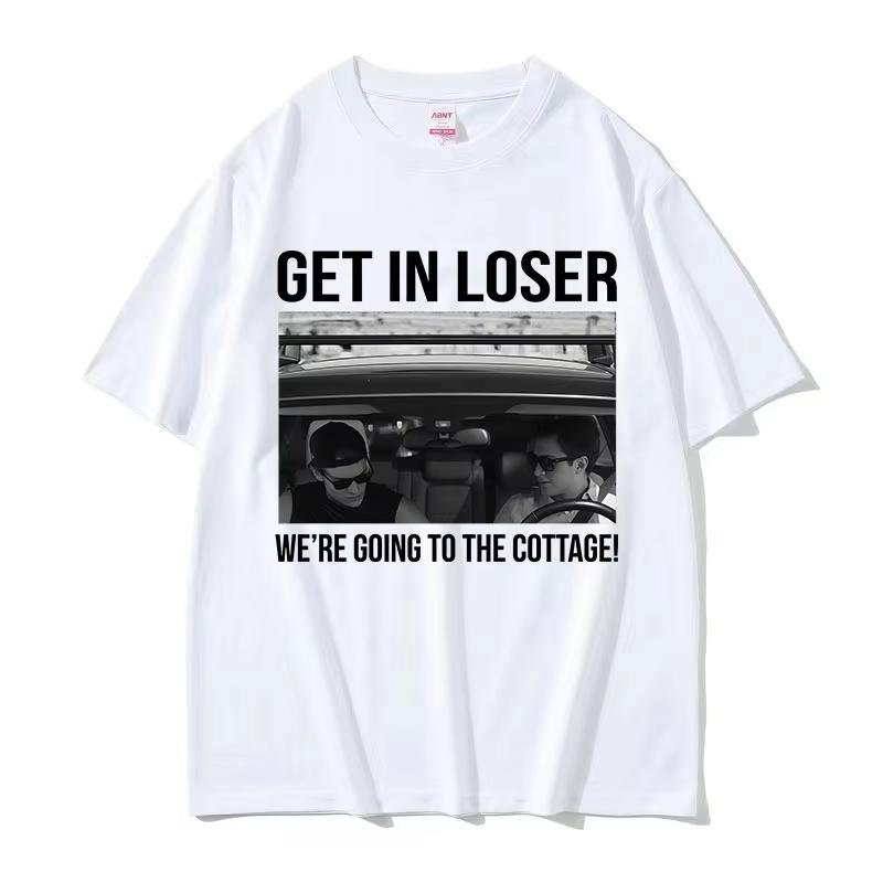 Heated Rivalry Get In Loser We're Going To The Cottage Graphic T Shirt Men's Vintage 100% Cotton Short Sleeve T-shirt Streetwear