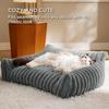 Self-Warming Plush Pet Couch Bed - Calming Orthopedic Sofa for Cats & Small Dogs, Removable Washable Cover with Non-Slip Bottom