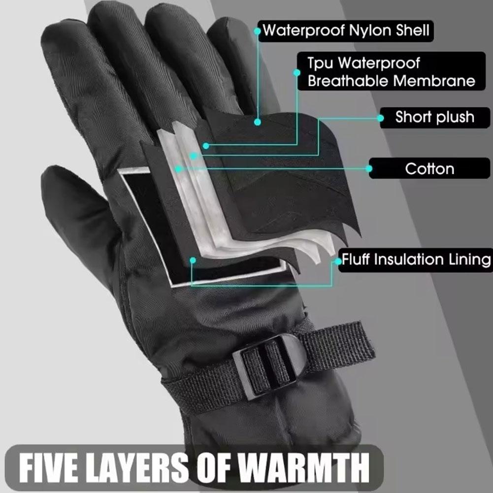 Touchscreen Winter Skiing Gloves For Women Anti Loss Buckle Outdoor Anti Cold Thick And Plush Warm Riding Gloves