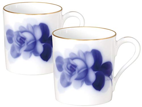 Okura Touen Washi Paper Wrapping: Blue Rose (8211) Mugs, Set of 2
