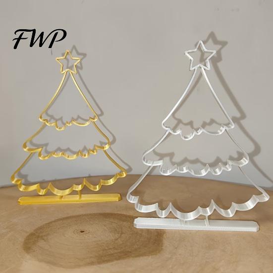 Christmas Tree Decorations 3D Printed Hollow Ornament, Modern Minimalist Festive Durable Pla Ornament Gifts Sculpture, Decorative Tabletop Centerpiece