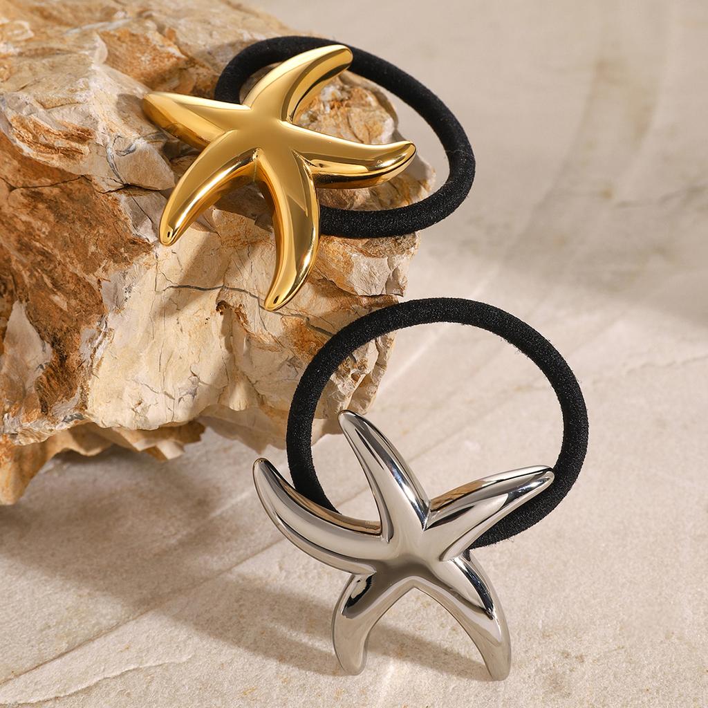 Youthway Starfish Stainless Steel Ponytail Arch Pony Cuff Waterproof Hair Bands Headband Trendy Jewelry Women
