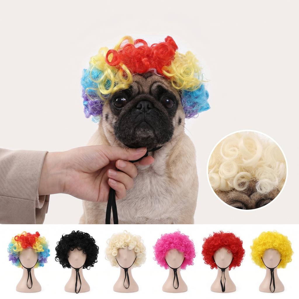 Pet Wig for Small Dogs and Cats Halloween Costume Accessory
